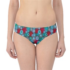 Red And Blue Green Floral Pattern Hipster Bikini Bottoms by bloomingvinedesign