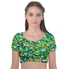 Funky Sequins Velvet Short Sleeve Crop Top  by essentialimage