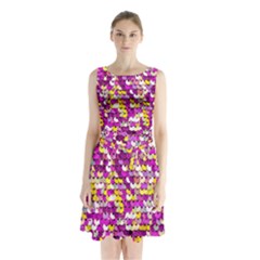 Funky Sequins Sleeveless Waist Tie Chiffon Dress by essentialimage