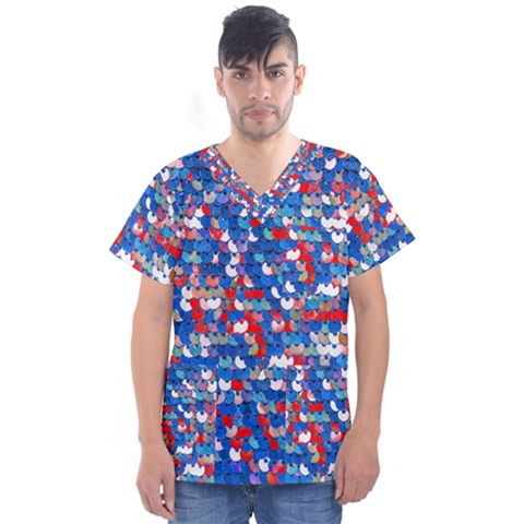 Funky Sequins Men s V-neck Scrub Top by essentialimage