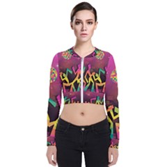 Dancing Colorful Disco Long Sleeve Zip Up Bomber Jacket by Bajindul