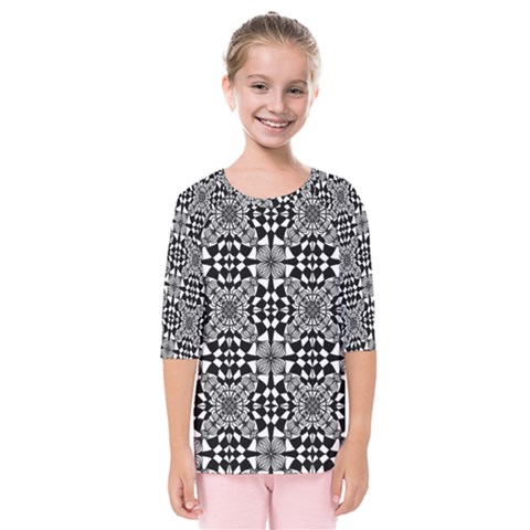 Fabric Geometric Shape Kids  Quarter Sleeve Raglan Tee by HermanTelo