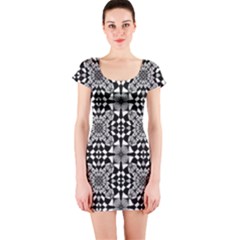 Fabric Geometric Shape Short Sleeve Bodycon Dress