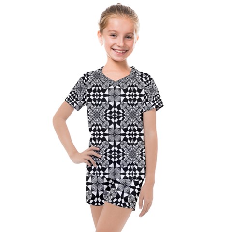 Fabric Geometric Shape Kids  Mesh Tee And Shorts Set by HermanTelo