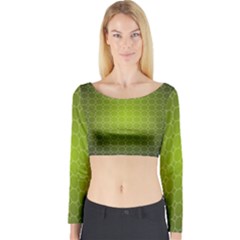 Hexagon Background Plaid Long Sleeve Crop Top