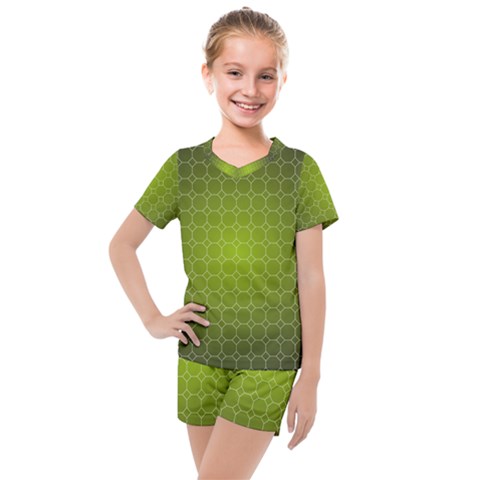 Hexagon Background Plaid Kids  Mesh Tee And Shorts Set by Mariart