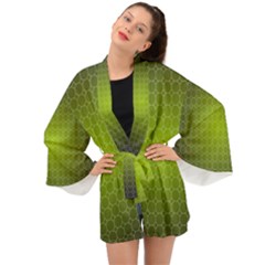 Hexagon Background Plaid Long Sleeve Kimono