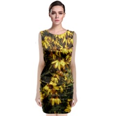 Echinacea Paradoxa Sleeveless Velvet Midi Dress by Riverwoman