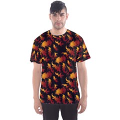 Abstract Flames Pattern Men s Sports Mesh Tee