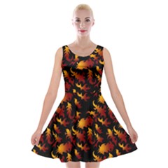 Abstract Flames Pattern Velvet Skater Dress by bloomingvinedesign