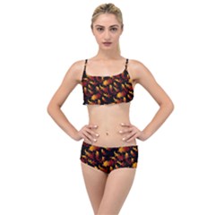 Abstract Flames Pattern Layered Top Bikini Set by bloomingvinedesign