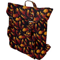 Abstract Flames Pattern Buckle Up Backpack by bloomingvinedesign