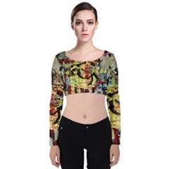 Little Bird Velvet Long Sleeve Crop Top by bestdesignintheworld