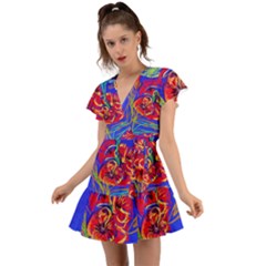 Poppies Flutter Sleeve Wrap Dress by bestdesignintheworld