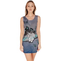 Sport, surfboard with flowers and fish Bodycon Dress