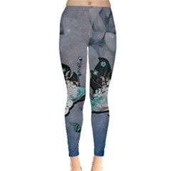 Sport, surfboard with flowers and fish Leggings 