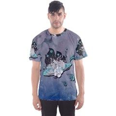 Sport, surfboard with flowers and fish Men s Sports Mesh Tee