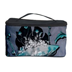 Sport, surfboard with flowers and fish Cosmetic Storage