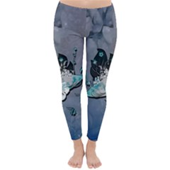 Sport, surfboard with flowers and fish Classic Winter Leggings