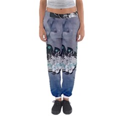Sport, surfboard with flowers and fish Women s Jogger Sweatpants
