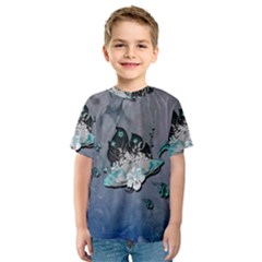 Sport, surfboard with flowers and fish Kids  Sport Mesh Tee