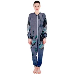Sport, surfboard with flowers and fish OnePiece Jumpsuit (Ladies) 