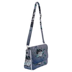 Sport, surfboard with flowers and fish Shoulder Bag with Back Zipper