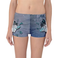 Sport, surfboard with flowers and fish Reversible Boyleg Bikini Bottoms