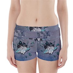 Sport, surfboard with flowers and fish Boyleg Bikini Wrap Bottoms