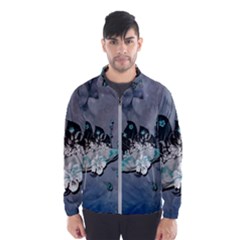 Sport, surfboard with flowers and fish Men s Windbreaker