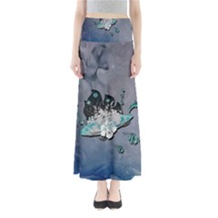 Sport, surfboard with flowers and fish Full Length Maxi Skirt