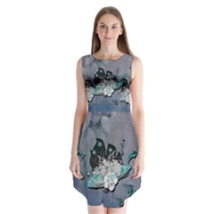 Sport, surfboard with flowers and fish Sleeveless Chiffon Dress  