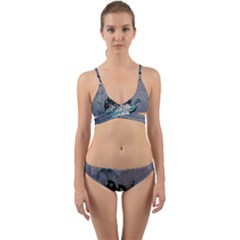 Sport, surfboard with flowers and fish Wrap Around Bikini Set