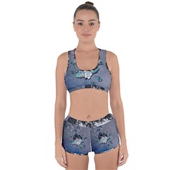 Sport, surfboard with flowers and fish Racerback Boyleg Bikini Set