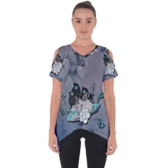 Sport, surfboard with flowers and fish Cut Out Side Drop Tee