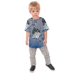 Sport, surfboard with flowers and fish Kids  Raglan Tee