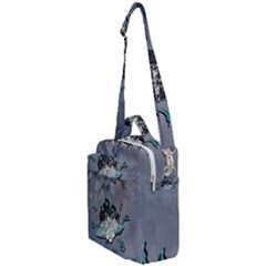 Sport, surfboard with flowers and fish Crossbody Day Bag