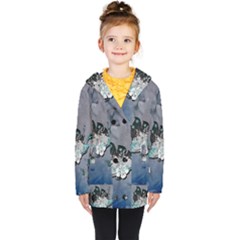 Sport, surfboard with flowers and fish Kids  Double Breasted Button Coat