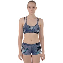 Sport, surfboard with flowers and fish Perfect Fit Gym Set