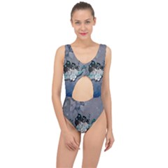 Sport, surfboard with flowers and fish Center Cut Out Swimsuit