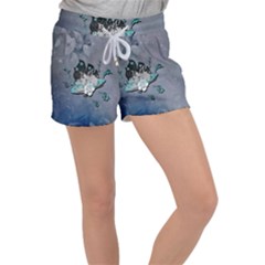 Sport, surfboard with flowers and fish Women s Velour Lounge Shorts