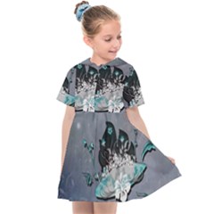 Sport, surfboard with flowers and fish Kids  Sailor Dress