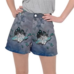 Sport, surfboard with flowers and fish Ripstop Shorts