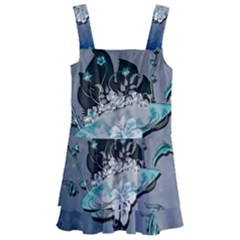 Sport, surfboard with flowers and fish Kids  Layered Skirt Swimsuit