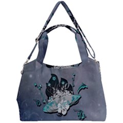 Sport, surfboard with flowers and fish Double Compartment Shoulder Bag