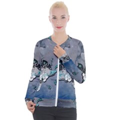 Sport, surfboard with flowers and fish Casual Zip Up Jacket