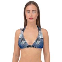 Sport, surfboard with flowers and fish Double Strap Halter Bikini Top