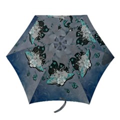 Sport, surfboard with flowers and fish Mini Folding Umbrellas