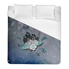 Sport, surfboard with flowers and fish Duvet Cover (Full/ Double Size)