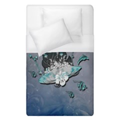 Sport, surfboard with flowers and fish Duvet Cover (Single Size)